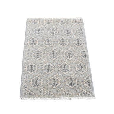 Oushak And Peshawar Wool Hand Knotted Rug Grey No Border 2.0X3.0 -O080578