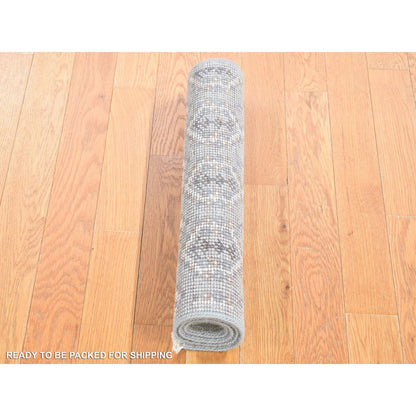Oushak And Peshawar Wool Hand Knotted Rug Grey No Border 2.0X3.0 -O080578