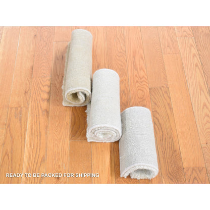 Modern and Contemporary Wool Hand Knotted Rug Ivory No Border 1.0X2.1 -O080596