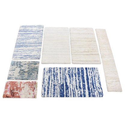Modern and Contemporary Wool & Silk Hand Knotted Rug Ivory No Border 2.0X2.1 -O080597