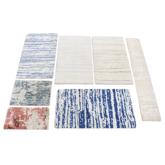 Modern and Contemporary Wool & Silk Hand Knotted Rug Ivory No Border 2.0X2.1 -O080597