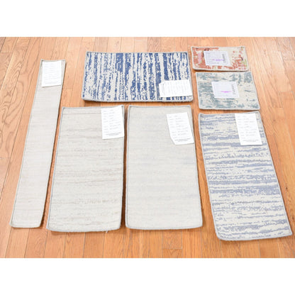 Modern and Contemporary Wool & Silk Hand Knotted Rug Ivory No Border 2.0X2.1 -O080597