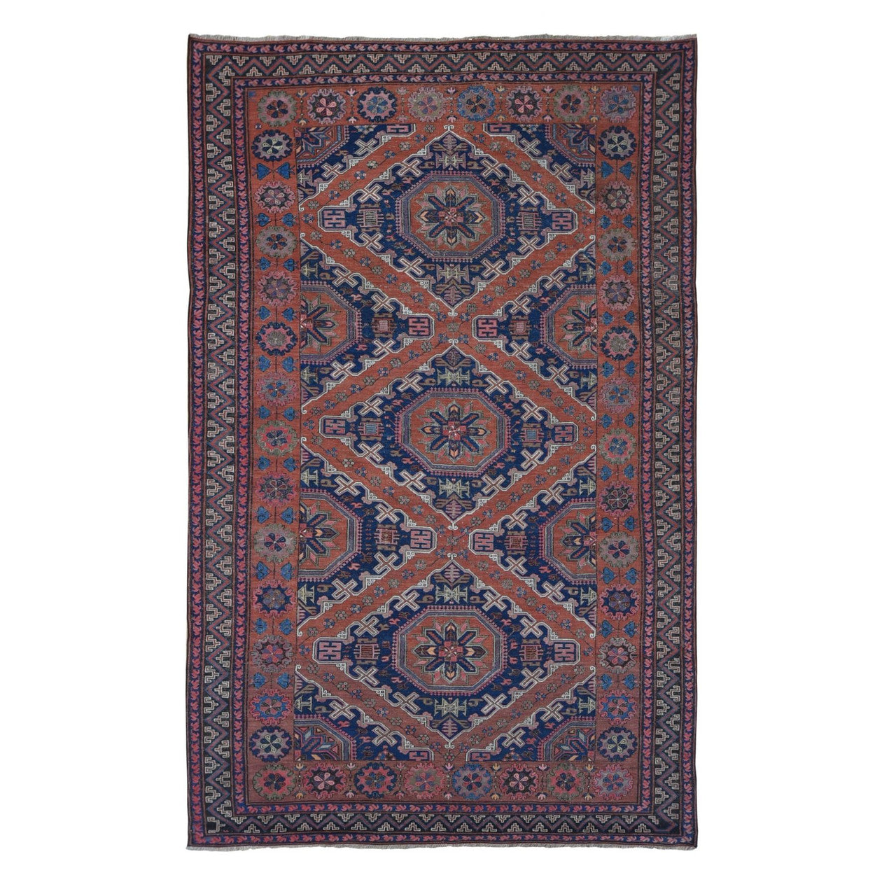 Red 7'0" x 11'0" Tribal & Geometric Midnight Hand knotted Wool Rug - Sku: O080599