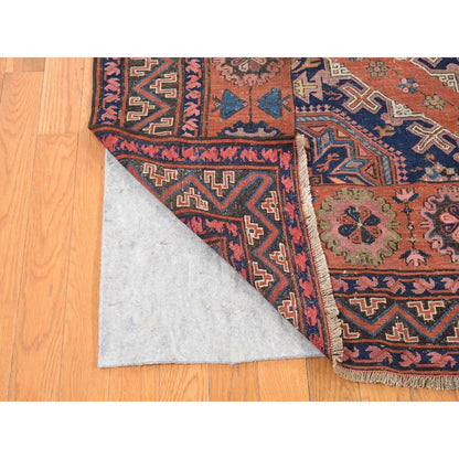 Tribal & Geometric Wool Hand Knotted Rug Red Midnight Blue 7.0X11.0 -O080599