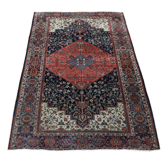 Persian Wool Hand Knotted Rug Blue Midnight Blue 4.2X6.6 -O080601