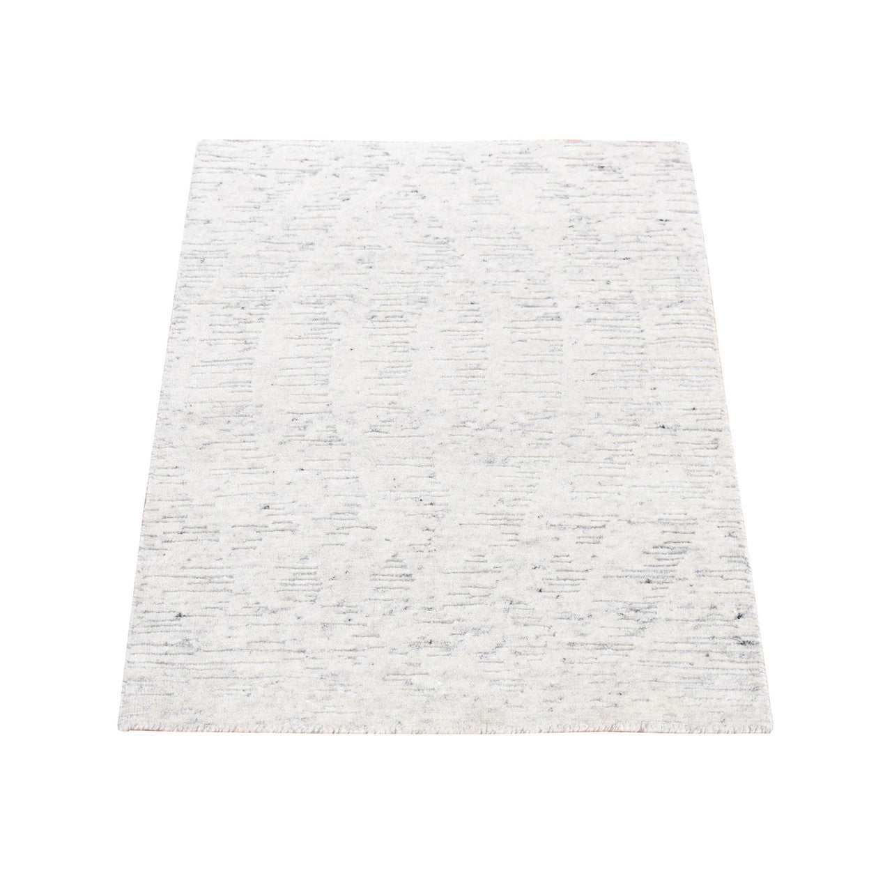 Ivory 2'2" x 3'0" Modern and Contemporary Hand knotted Wool Rug - Sku: O080603