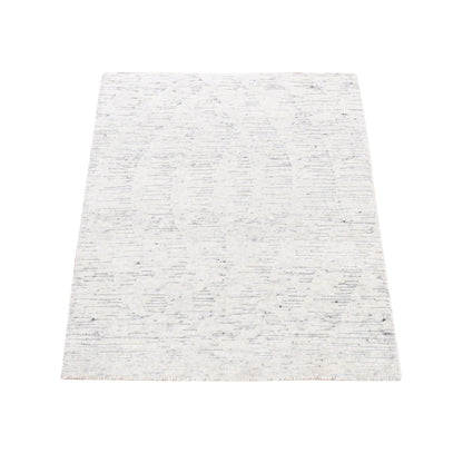 Modern and Contemporary Wool Hand Knotted Rug Ivory No Border 2.2X3.0 -O080603