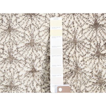 Modern and Contemporary Wool & Silk Hand Knotted Rug Ivory No Border 2.0X2.1 -O080608