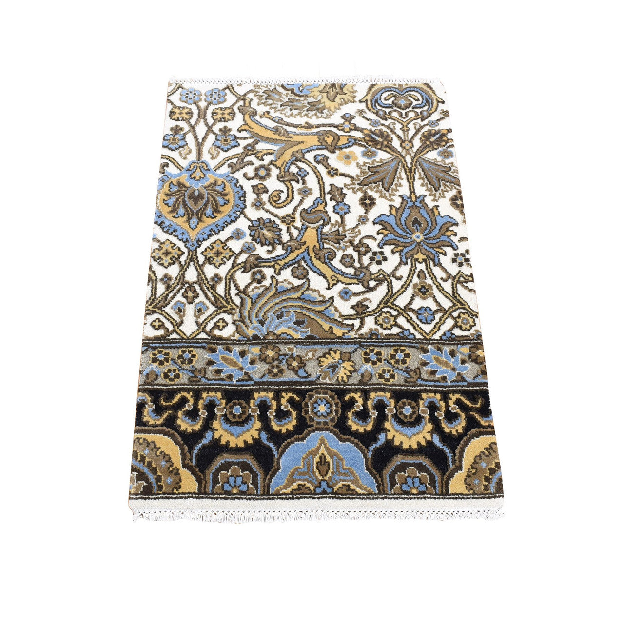 Ivory 2'0" x 3'2" Rajasthan Hand knotted Wool Rug - Sku: O080612