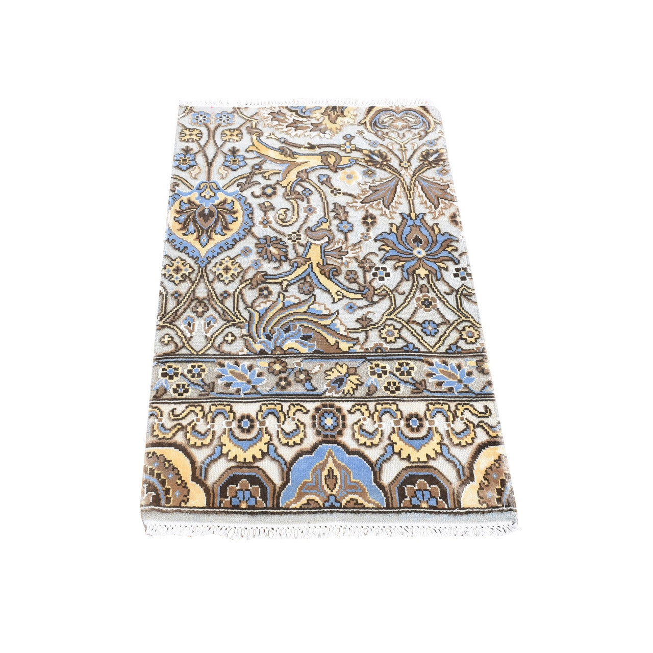 Gray 2'0" x 3'2" Rajasthan Hand knotted Wool Rug - Sku: O080613