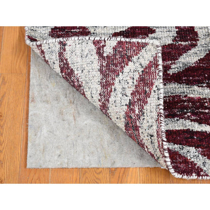 Modern and Contemporary Sari Silk Hand Knotted Rug Ivory No Border 2.0X3.0 -O080614