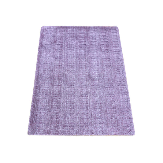 Modern and Contemporary Wool Hand Loomed Rug Purple No Border 2.0X3.0 -O080621
