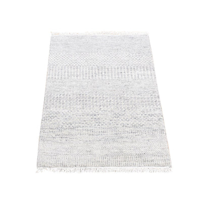 Modern and Contemporary Wool Hand Knotted Rug Grey No Border 2.0X3.0 -O080625
