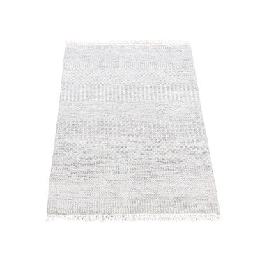 Modern and Contemporary Wool Hand Knotted Rug Grey No Border 2.0X3.0 -O080625