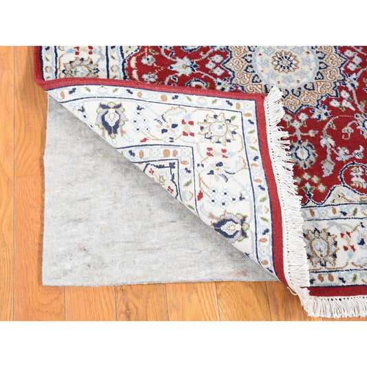Fine Oriental Wool Hand Knotted Rug Red Ivory 3.1X3.2 -O080626