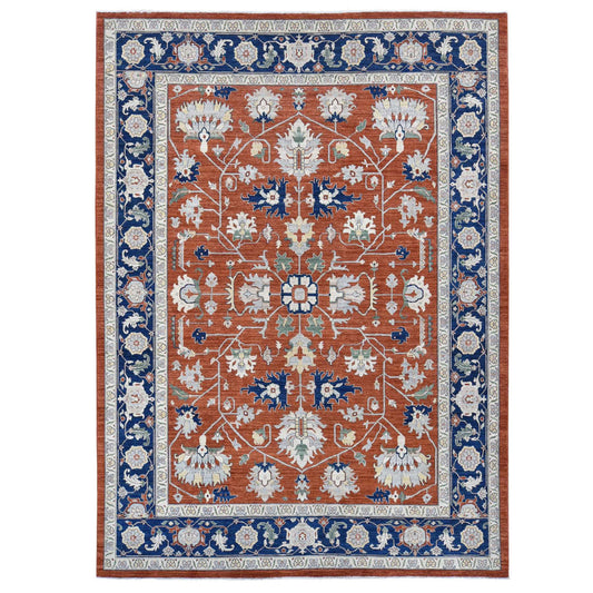 Heriz Wool Hand Knotted Rug Red Midnight Blue 10.0X13.10 -O080627
