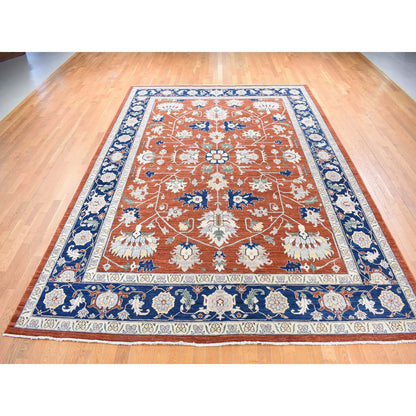 Heriz Wool Hand Knotted Rug Red Midnight Blue 10.0X13.10 -O080627