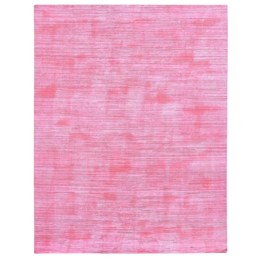 Overdyed & Vintage Wool Hand Knotted Rug Pink No Border 9.1X11.10 -O080628