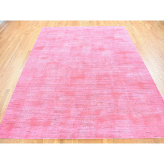 Overdyed & Vintage Wool Hand Knotted Rug Pink No Border 9.1X11.10 -O080628