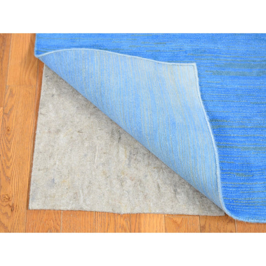 Overdyed & Vintage Wool Hand Knotted Rug Blue No Border 2.5X10.2 -O080631