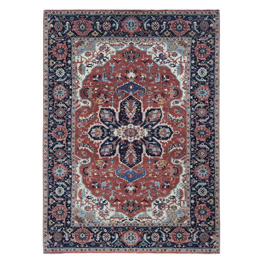 Heriz Wool Hand Knotted Rug Red Midnight Blue 10.0X14.3 -O080633