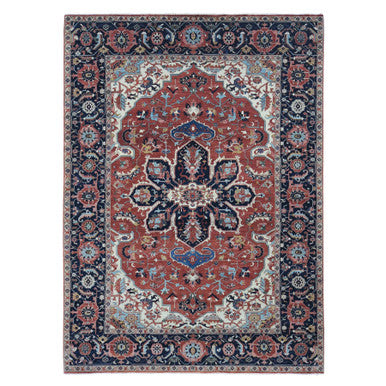 Heriz Wool Hand Knotted Rug Red Midnight Blue 10.0X14.3 -O080633