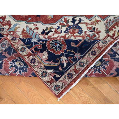 Heriz Wool Hand Knotted Rug Red Midnight Blue 10.0X14.3 -O080633