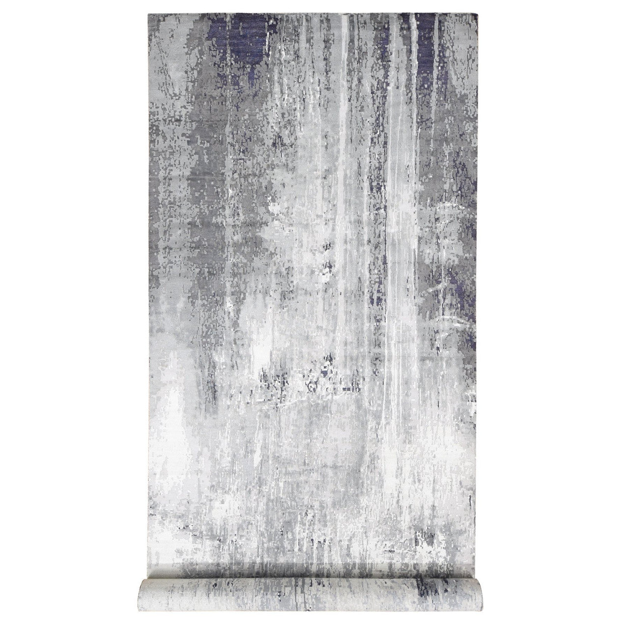 Black 8'1" x 23'10" Modern and Contemporary Hand knotted Wool/Silk Rug - Sku: O080643