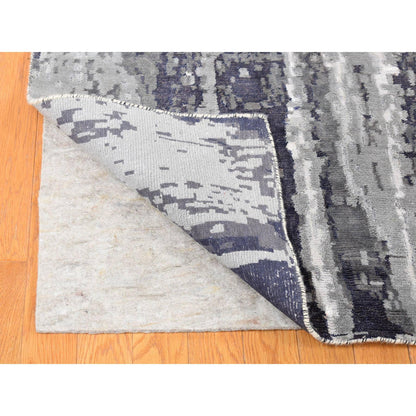 Modern and Contemporary Wool & Silk Hand Knotted Rug Black No Border 8.1X23.10 -O080643
