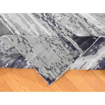 Modern and Contemporary Wool & Silk Hand Knotted Rug Black No Border 8.1X23.10 -O080643