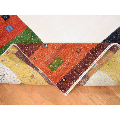 Modern and Contemporary Wool Hand Knotted Rug Ivory Multicolored 9.8X13.5 -O080646