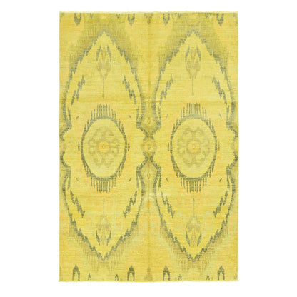Oushak And Peshawar Wool Hand Knotted Rug Yellow No Border 6.2X9.2 -O080655