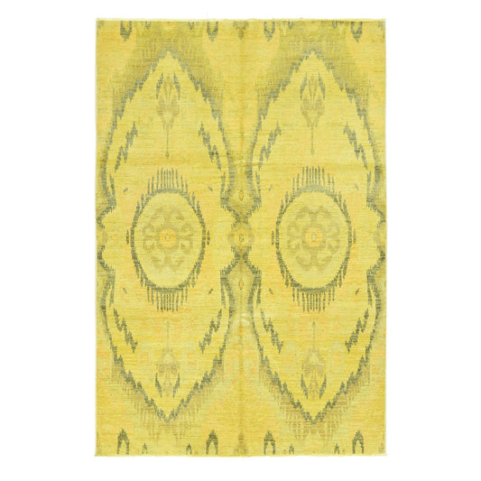 Oushak And Peshawar Wool Hand Knotted Rug Yellow No Border 6.2X9.2 -O080655