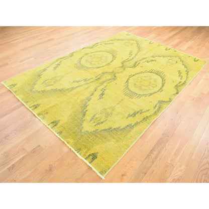Oushak And Peshawar Wool Hand Knotted Rug Yellow No Border 6.2X9.2 -O080655