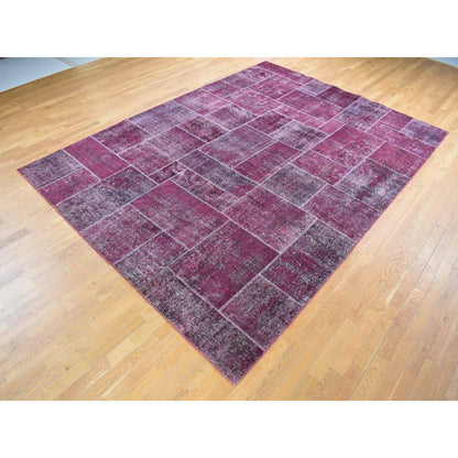 Overdyed & Vintage Wool Hand Knotted Rug Red No Border 9.1X12.10 -O080662