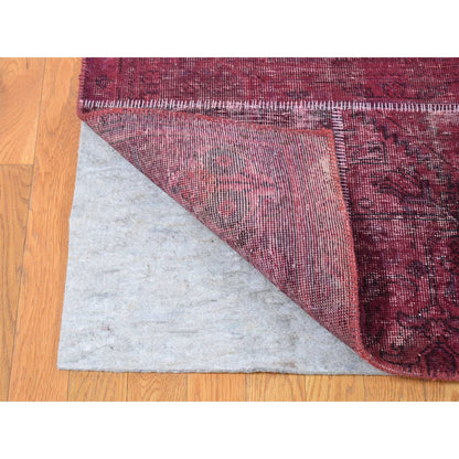 Overdyed & Vintage Wool Hand Knotted Rug Red No Border 9.1X12.10 -O080662