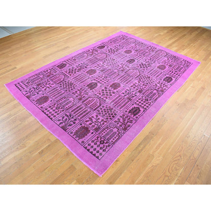 Overdyed & Vintage Wool Hand Knotted Rug Pink No Border 7.8X11.0 -O080666