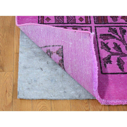 Overdyed & Vintage Wool Hand Knotted Rug Pink No Border 7.8X11.0 -O080666
