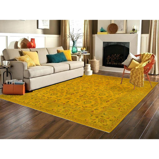 Overdyed & Vintage Wool Hand Knotted Rug Yellow Yellow 8.2X10.1 -O080667