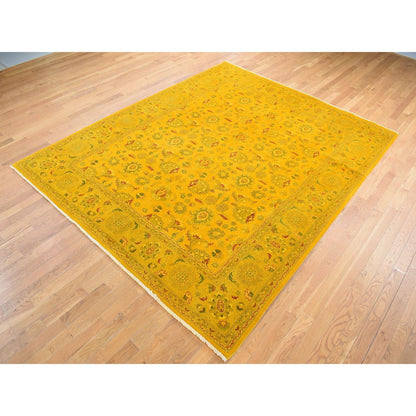 Overdyed & Vintage Wool Hand Knotted Rug Yellow Yellow 8.2X10.1 -O080667