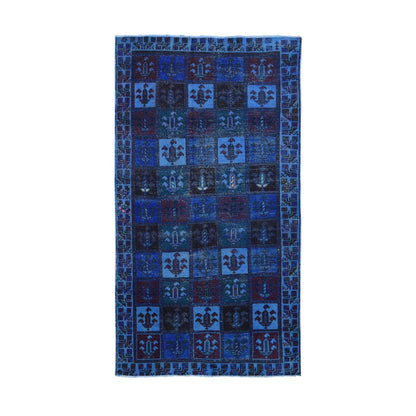 Overdyed & Vintage Wool Hand Knotted Rug Blue Sky Blue 4.3X8.2 -O080671