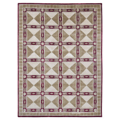 Modern and Contemporary Wool Hand Knotted Rug Ivory Taupe 10.0X13.9 -O080672