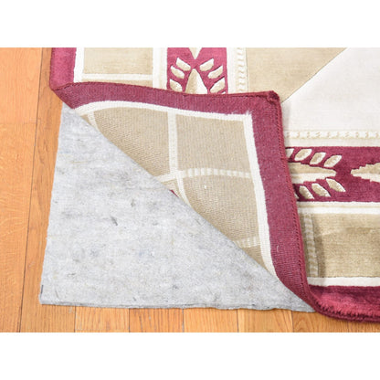 Modern and Contemporary Wool Hand Knotted Rug Ivory Taupe 10.0X13.9 -O080672