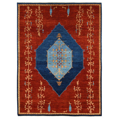 Fine Oriental Wool Hand Knotted Rug Red Blue 10.3X14.0 -O080673