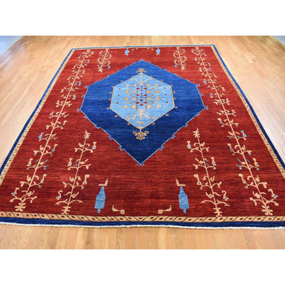 Fine Oriental Wool Hand Knotted Rug Red Blue 10.3X14.0 -O080673
