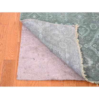 Transitional Wool & Silk Hand Knotted Rug Green Pine Green 8.0X10.1 -O080677