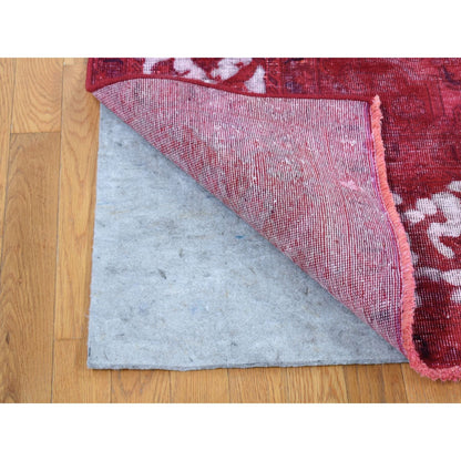 Overdyed & Vintage Wool Hand Knotted Rug Red Red 8.2X11.1 -O080678