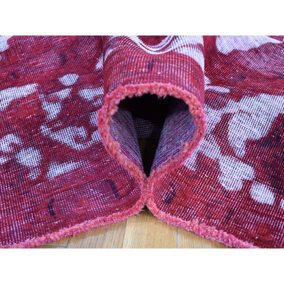 Overdyed & Vintage Wool Hand Knotted Rug Red Red 8.2X11.1 -O080678