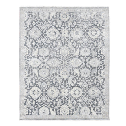 Oushak And Peshawar Wool & Silk Hand Knotted Rug Grey Light Gray 8.0X10.2 -O080682