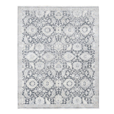 Oushak And Peshawar Wool & Silk Hand Knotted Rug Grey Light Gray 8.0X10.2 -O080682